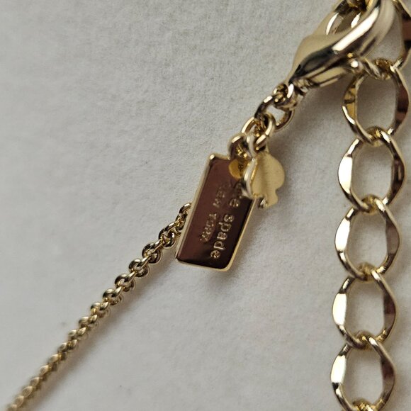 Kate Spade Cut Out Spade Signature Logo Gold Plated Necklace 16" with Extender - Picture 4 of 9